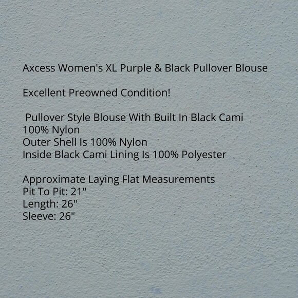 Axcess Women's XL Purple & Black Pullover Top - Picture 6 of 7